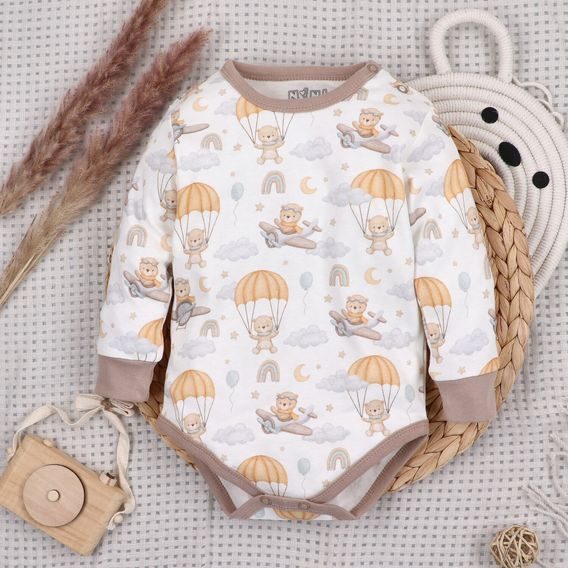 NINI Body dlouhý rukáv Méďa Pilot VZOROVANÉ