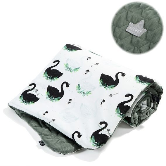 La Millou Luxusní dětská deka Velvet-Cotton s výplní vel.M, JUNGLE SWAN - KHAKI