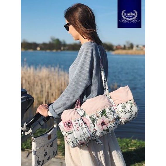 La Millou Pikniková deka Velvet/Cotton - ROYAL PEACOCK & POWDER PINK