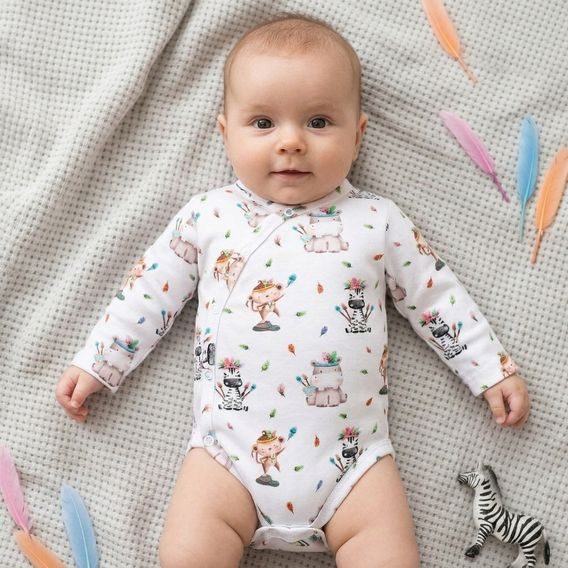 NINI Zavinovací body dlouhý rukáv Zebra VZOROVANÉ