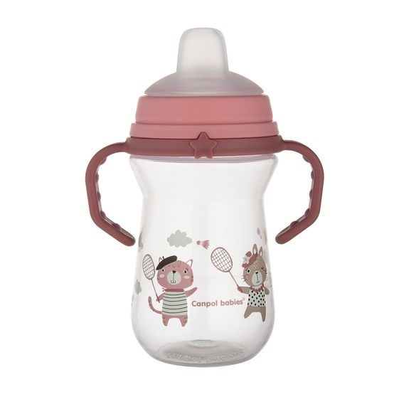 Canpol babies Hrneček se silikonovým pítkem FirstCup Bonjour Paris 250ml RŮŽOVÝ