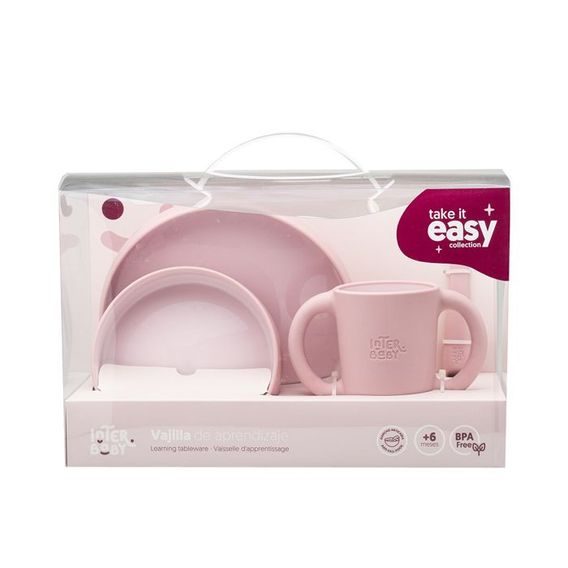 Interbaby Jídelní set 4ks RŮŽOVÁ