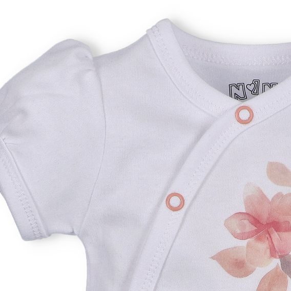 NINI Zavinovací body krátký rukáv Blossom BÍLÉ