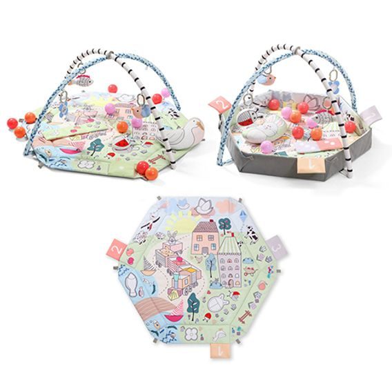 BabyOno Hrací deka s hrazdičkou FUNNY FARM