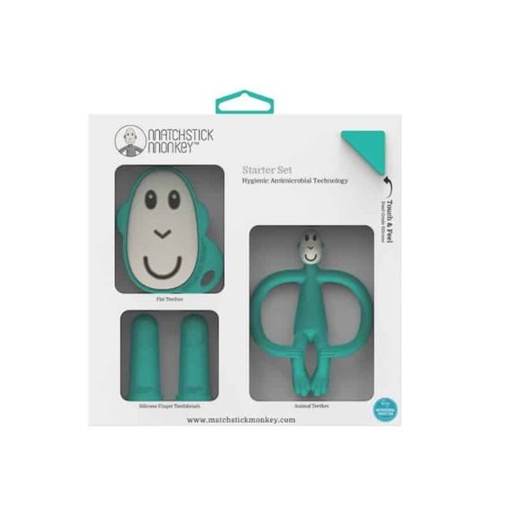 Matchstick Monkey Startovací sada kousátek s antimikrobiálním povrchem ZELENÁ