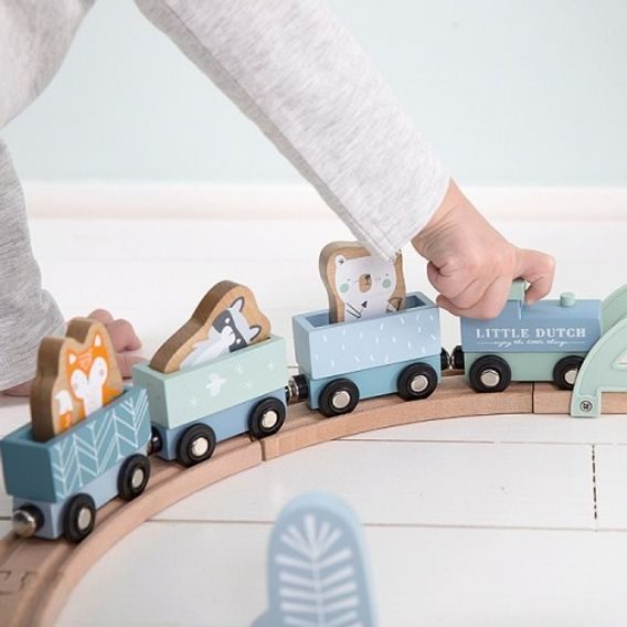 Little Dutch Dřevěný vláček s dráhou - ADVENTURE BLUE