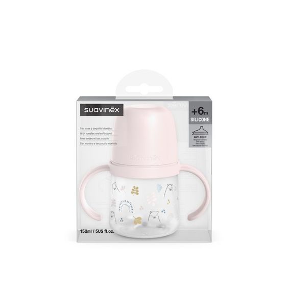 Suavinex BEAR 1.láhev s oušky 150ml RŮŽOVÁ