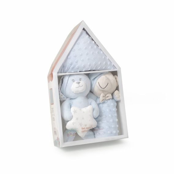 Interbaby Deka Kuličky + Přítulka Medvídek + Medvídek - MODRÁ