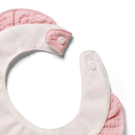 BabyOno Mušelínový bryndák s volánkem 0m+ RŮŽOVÝ