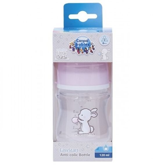 Canpol babies Kojenecká láhev EasyStart LITTLE CUTIE 120ml - RŮŽOVÁ