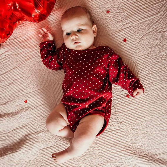 Eevi Body dlouhý rukáv se srdíčky Love BORDÓ