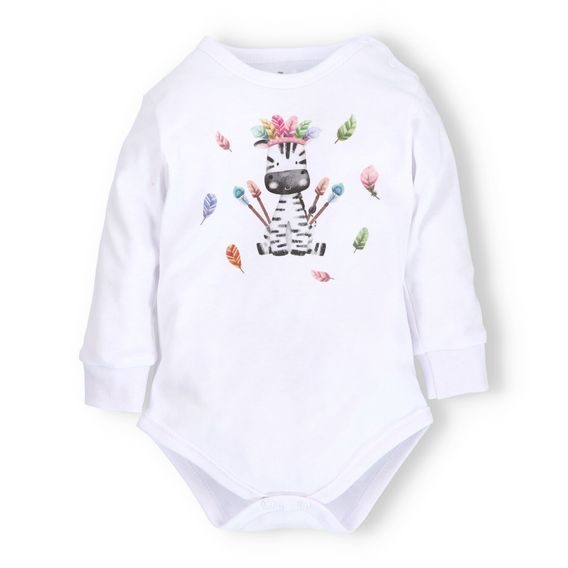 NINI Body dlouhý rukáv Zebra BÍLÉ