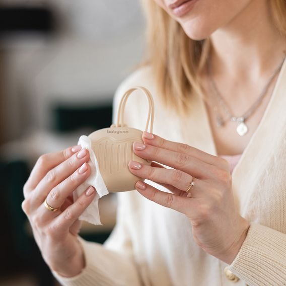 BabyOno Silikonové pouzdro na dudlíky BÉŽOVÁ