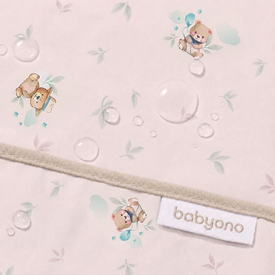 BabyOno Bryndák s rukávy omyvatelný 6m+ HNĚDÝ MEDVÍDCI