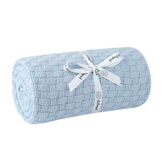 Le Pampuch Pletená dětská deka 100%Cotton "Bricks" BABY BLUE