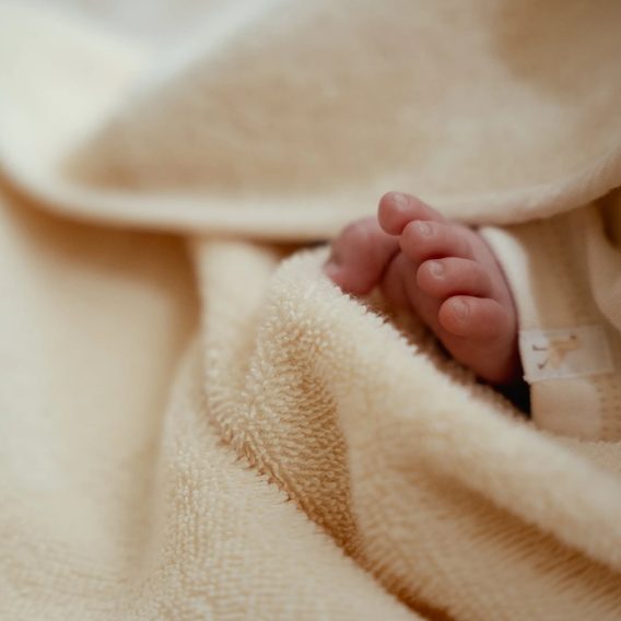 Little Dutch Froté osuška s kapucí organic Husa Newborn Naturals (75x75cm)