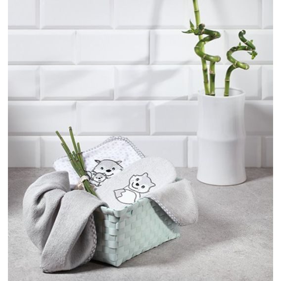 BabyOno Bambusová froté osuška s kapucí 100x100cm ŠEDÁ