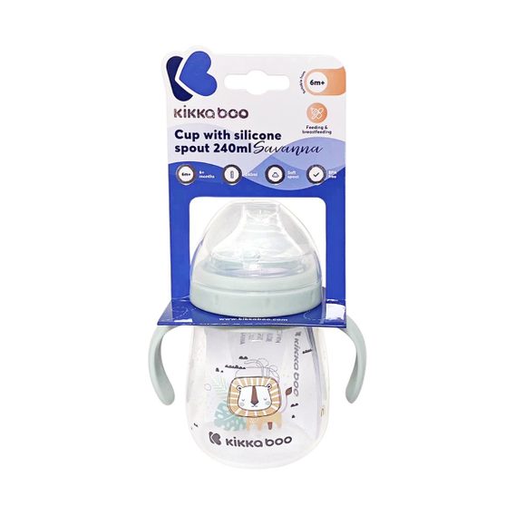 KikkaBoo Hrnek se silikonovým pítkem 240ml 6m+ Savanna Mint