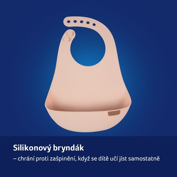 LOVI Silikonový bryndák s kapsou Nude
