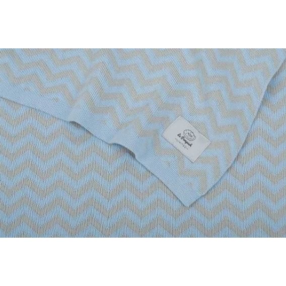 Le Pampuch Pletená dětská deka 100%Cotton CIKCAK - BABY BLUE & LIGHT GREY