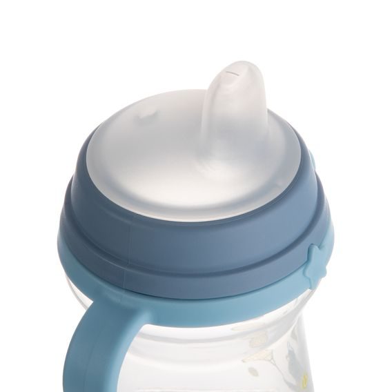 Canpol babies Hrneček se silikonovým pítkem FirstCup Bonjour Paris 250ml MODRÝ