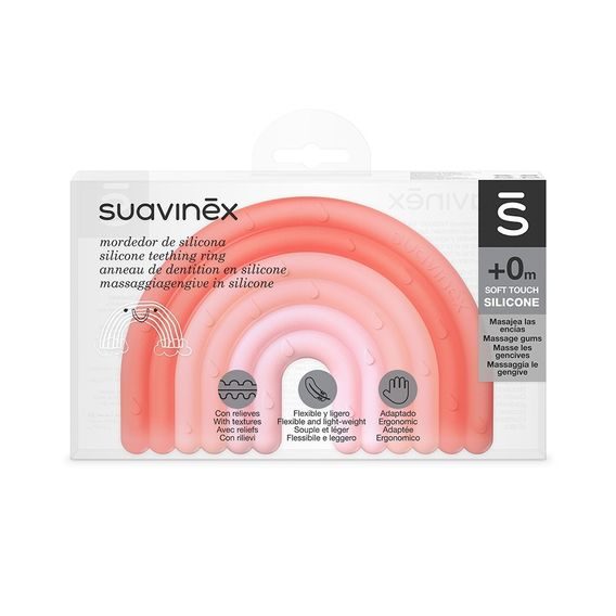 Suavinex Kousátko silikonové 0m+ Duha RŮŽOVÁ