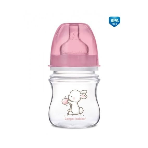 Canpol babies Kojenecká láhev EasyStart LITTLE CUTIE 120ml - RŮŽOVÁ