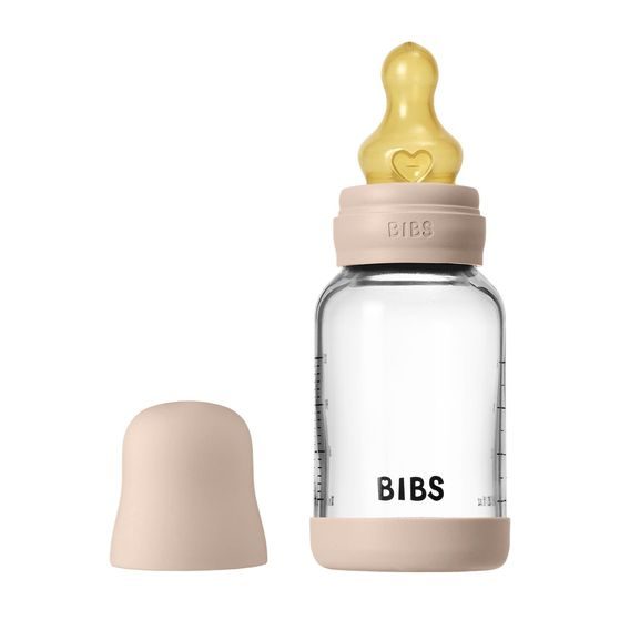 BIBS Skleněná kojenecká láhev antikoliková kaučuk 120ml BLUSH