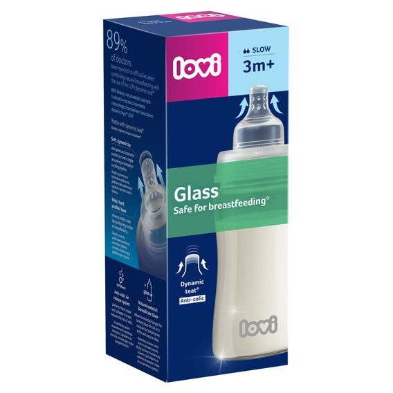 LOVI Skleněná kojenecká láhev 250ml