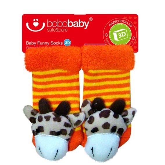 Bobobaby Chrastící ponožky ŽIRAFA oranžové pruhované