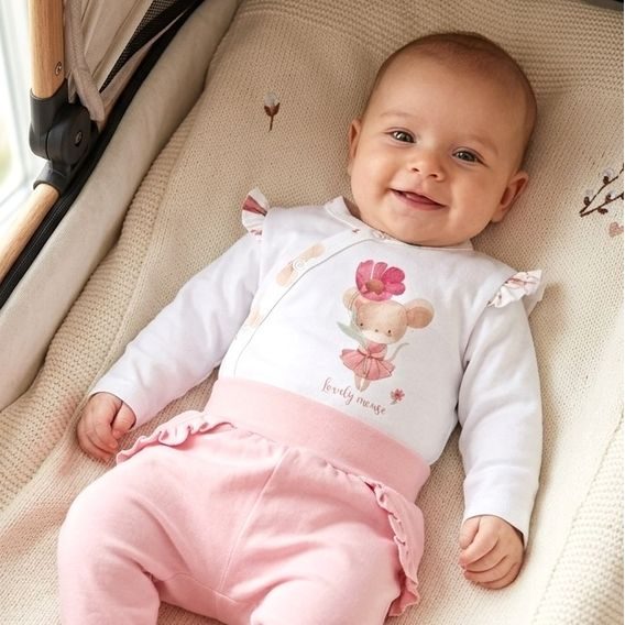 NINI Zavinovací body dlouhý rukáv Myšky BÍLÉ