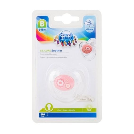 Canpol babies Dudlík 6-18m silikon třešinka Newborn Baby RŮŽOVÝ