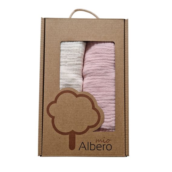 Albero Mio Mušelínové prostěradlo do kočárku 2ks Vanilla / Pink Glaze
