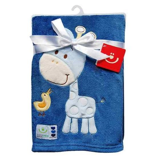 Bobobaby Dětská deka s aplikací KCSN-10 ŽIRAFA MODRÁ