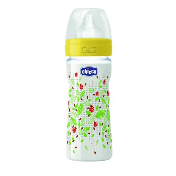 Chicco Kojenecká láhev PP 250ml 2m+ ŽLUTÁ (Berušky), silikon