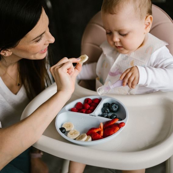 BabyOno Silikonový dělený talíř s přísavkami MODRÁ