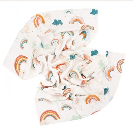 Samiboo Bambusová mušelínová plena Silver Plus "L" (100x100cm) DUHA