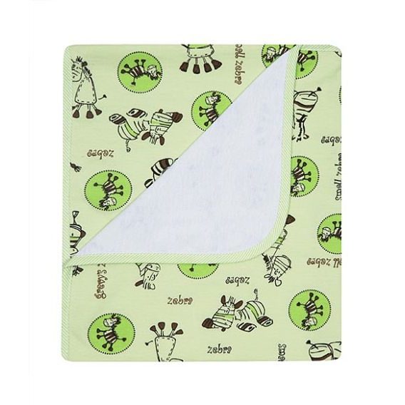 Duet Dětská deka bavlněná 2-vrstvá s potiskem ZEBRY ZELENÁ
