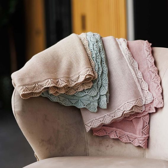 BabyOno Pletená dětská deka bambusová ozdobný lem RŮŽOVÁ