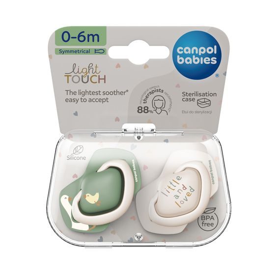 Canpol babies Dudlík 0-6m silikon symetrický 2ks GOOSE