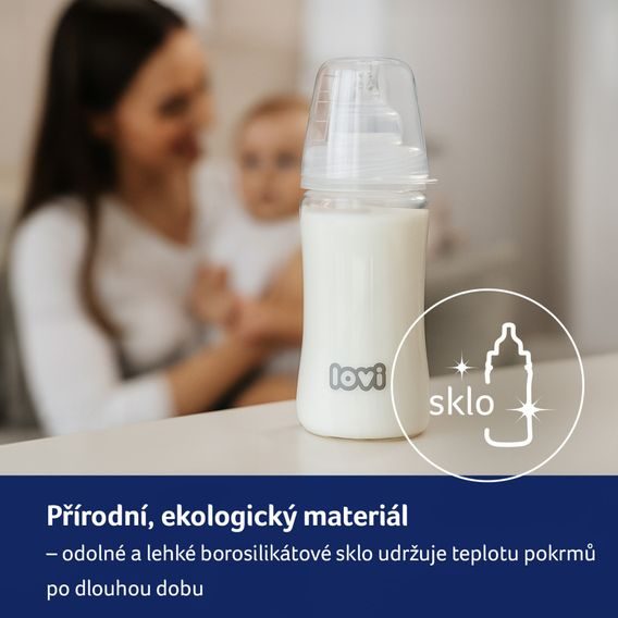 LOVI Skleněná kojenecká láhev 250ml
