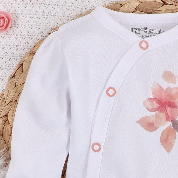 NINI Zavinovací body dlouhý rukáv Blossom BÍLÉ