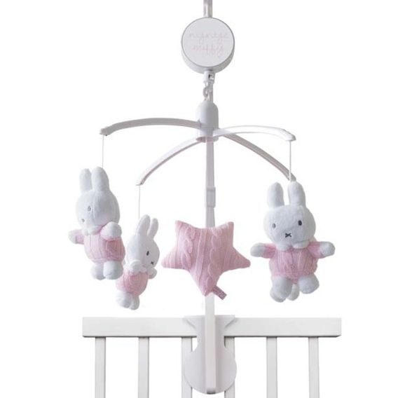 Tiamo Hudební kolotoč na postýlku zajíček MIFFY KNITTED - PINK