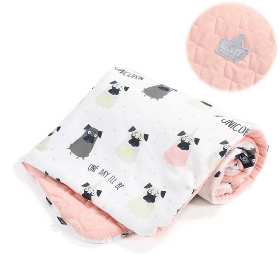 La Millou Luxusní dětská deka Velvet-Cotton s výplní vel.M, DOGGY UNICORN - POWDER PINK BRIGHT