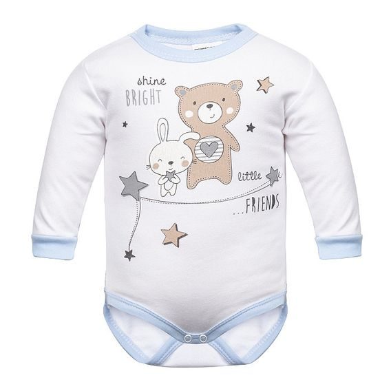 PRO MRŇOUSKY Body dlouhý rukáv Little Friends BÍLO-MODRÉ