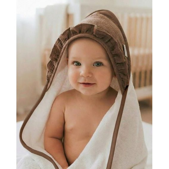 Albero Mio Osuška s kapucí Cotton Color (CC8) ČOKOLÁDOVÁ