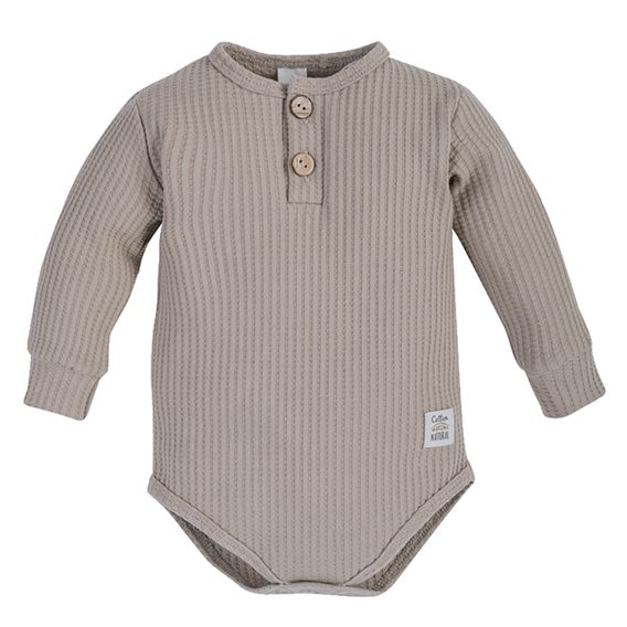 Makoma Waffel body "polo" dlouhý rukáv STONE