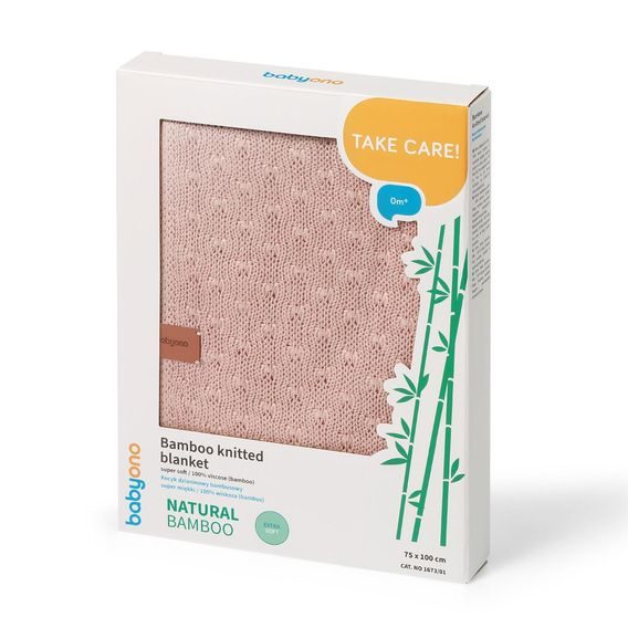 BabyOno Pletená dětská deka bambusová RŮŽOVÁ
