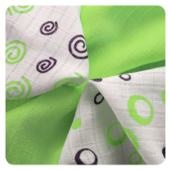 Kikko Bambusové ubrousky XKKO®BMB 30x30cm Spirals&Bubbles - LIME MIX 9ks