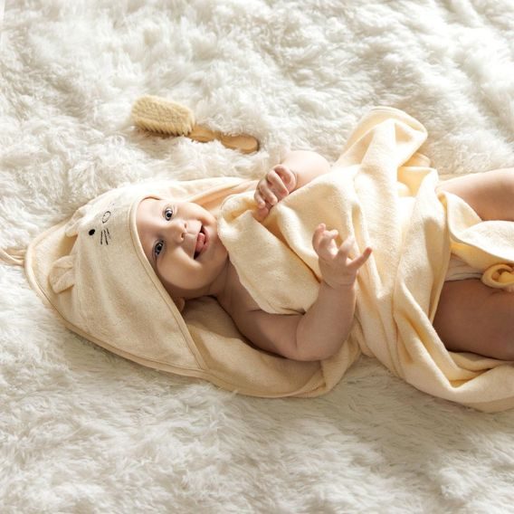 BabyOno Bambusová osuška s kapucí 100x100cm KRÉMOVÁ